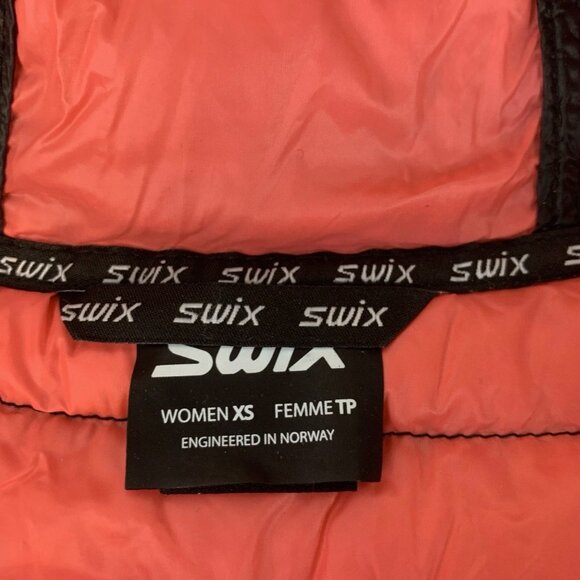 Swix Down Feather Hooded Puffer Jacket Size XS Quilted Full Zip Colorblock - Picture 3 of 13